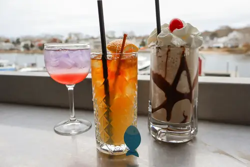 Cocktails on the deck rail