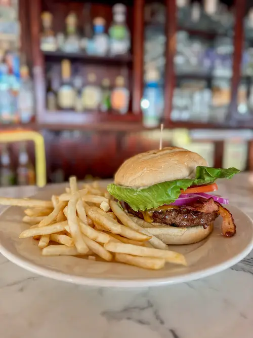 Angus burger and fries